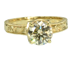 EGL USA Certified 1.62 ct Natural Diamond Center 14k Gold 4 Natural side Dias. - Picture 1 of 18
