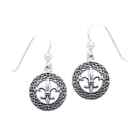 Celtic Knotwork Fleur De Lis .925 Sterling Silver Earrings Peter Stone Jewelry