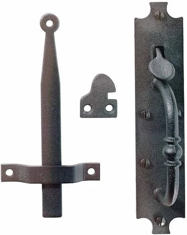 Black Cast Iron Norfolk Door Latches Traditional Gate or Door 8" Tall Thumb Latc Cover