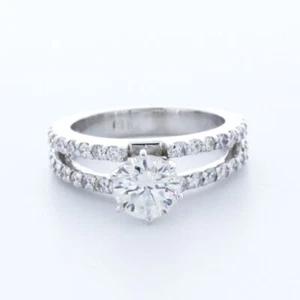 2.23ctw D VS2 Round Cut Earth Mined Certified Diamonds Platinum Side Stone Ring - Picture 1 of 10