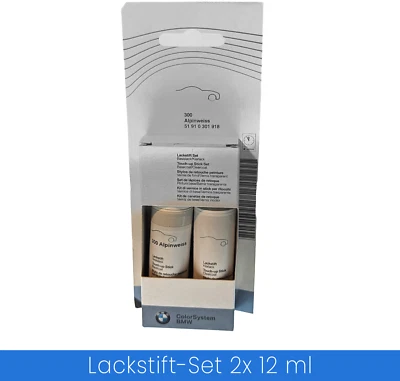 Original BMW Lackstift Set - Alpinweiß 3 - 300 Farbe mit Klarlack 51910301918 - Bild 1 von 4