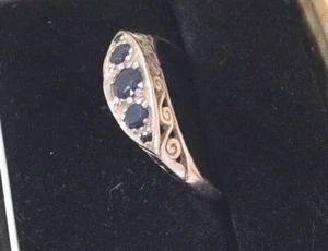 Vintage Jewellery Antique Art Deco Jewelry Ring with Blue Sapphires large size Z - Picture 1 of 10