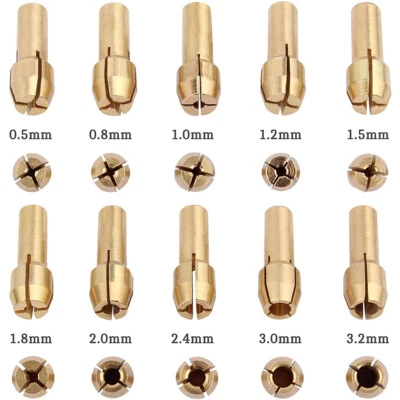 0.5-3.2mm Brass Collets Mini Drill Chuck Grinding Electric Chuck Set Rotary Tool - Image 1 of 4