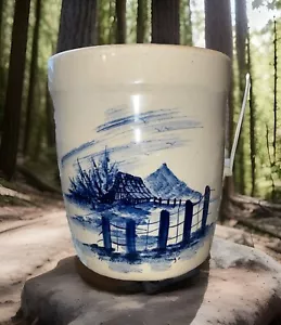 Vintage • Paul Storie Pottery • Large Crock • Marshall Texas • Blue/Beige - Picture 1 of 6