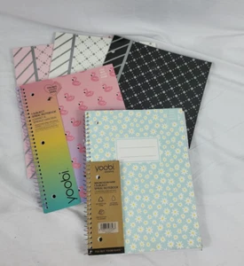 Lot Of 2 Yoobi 1 Subject Spiral Notebooks And 3 Geometric Portfolio Folders - Picture 1 of 12