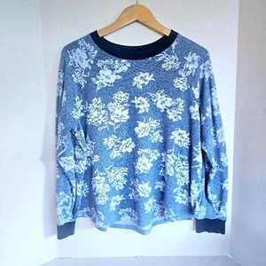 Kensie Floral Print Pull Over Blue Sweater Size XL - Picture 1 of 4