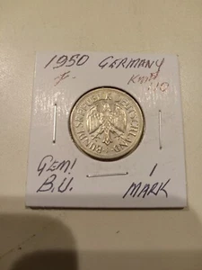 1950-F GERMANY 1 MARK, GEM B.U. - Picture 1 of 2