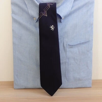 Corbata de sarga para hombre azul marino logotipo animal corbata traje CABALLERO corbata original JAPÓN Foto 1 de 4