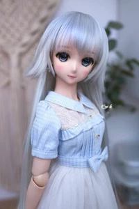 1/3 8-9-10" Pullip Bjd Doll Hair Wig Long Silver Gray Grey Roll Outwards Styled  - Bild 1 von 2