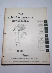 VINTAGE 1969 JOHNSON OUTBOARD MOTOR  40 HP FACTORY SERVICE MANUAL #-6908 - Bild 1 von 2