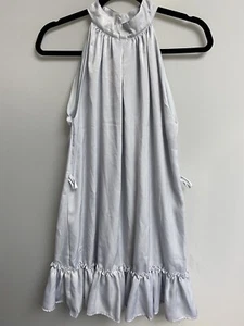 Shinestar Dress Small Gray Shift Round Neck Sleeveless Ruffle Women New - Picture 1 of 6