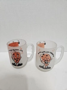 2 VINTAGE FROSTED MUGS SONG LYRICS Little Brown Jug / OH My Darlin Clementine - Picture 1 of 9