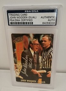 1993 Action Packed JOHN WOODEN #12 DUAL Autograph PSA/DNA Certified