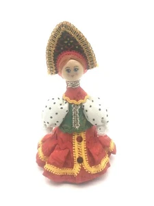 Russian Wooden Face Doll Ornaments Christmas Decorations Kakoshnik 5 1/4" - Picture 1 of 12