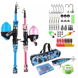 Kids Fishing Pole Set Fishing Starter Kit Telescopic Fishing Rod and Reel Combo - Picture 1 of 11