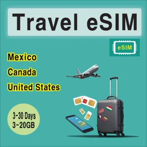 [eSIM] Carte SIM de voyage Mexique / Canada / États-Unis, 3-30 jours, code QR 3-20 Go - Photo 1 sur 3