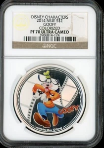 2014 Goofy Disney Character Colorized NIUE 2 Dollars NGC PF 70 - Picture 1 of 2