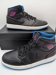 Talla 9.5 - Air Jordan 1 Mid Radio Raheem Negro Rosa Fuego Foto Azul Con Caja - Imagen 1 de 8