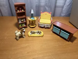 FP Loving Family Dollhouse Deluxe Decor Living Room Furniture Set EUC dog & pups - Picture 1 of 6