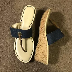 liz claiborne denim cork thong sandal wedges size 10 LC Lively - Bild 1 von 9