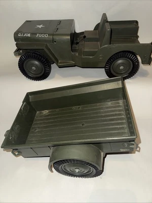 Vintage 1965 GI Joe Hasbro Jeep 7000 With Combat  Trailer  For Parts or Restore - Image 1 of 4