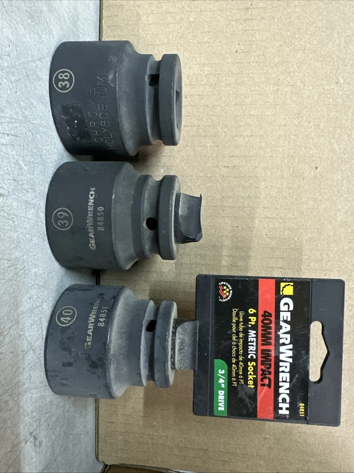 NEW GearWrench 6pt. Metric Impact Socket 3/4” Drive 3pc. 38mm 39mm 40mm - Image 1 of 1