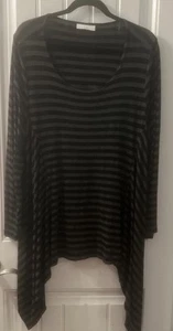 Top bryn walker xl negro n gris manga larga dobladillo asimétrico. Soft Lagenlook - Imagen 1 de 6