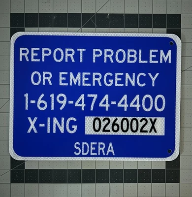 Railroad Emergency Notification Sign 12x9 Reflective - Image 1 of 2