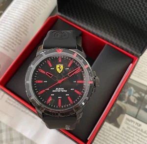 NWB Authentic Scuderia FERRARI 0830903 Men Luxury Watch Quartz  Rubber Band 45mm - Picture 1 of 12