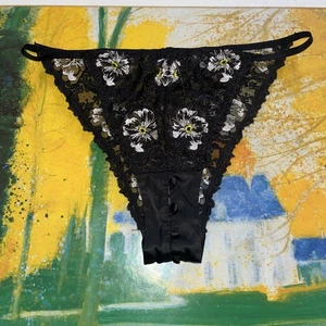 Vintage Victoria Secret String Bikini Höschen XL Knopf Schritt Second Skin - Bild 1 von 11