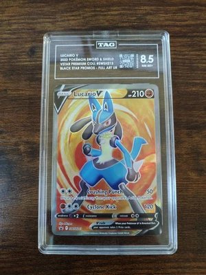 Lucario V SWSH213 SWSH: Sword & Shield Promo Cards Holo TAG 8.5 - Image 1 of 2