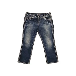 SILVER Suki Fluid Thick Stitch Cropped Jeans 31 Designer Cowgirl Western Beach - Picture 1 of 10