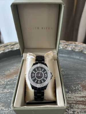 Часы Judith Ripka черная керамика и нержавеющая сталь бриллиантовые камни морское ушко - Изображение 1 из 3