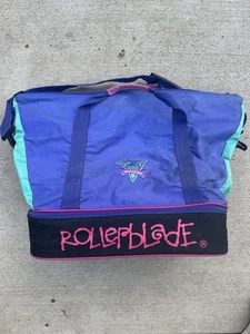 Vintage Rollerblade Blade Gear Retro Carrying Bag Duffel Duffle Purple Blue Pink - Picture 1 of 14