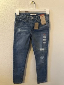 Levi’s 711 Skinny Women’s Jeans - Size 27 - Distressed Blue - 4x Short - Picture 1 of 4