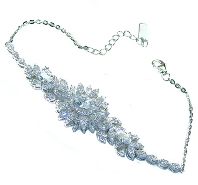 Pulsera de plata de ley 925 con topacio blanco hecha a mano joyas de piedras preciosas 8,90 g Foto 1 de 4