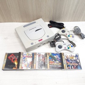 SEGA SATURN Console bundle with 2 Controllers & 5 Games tested Japanese White