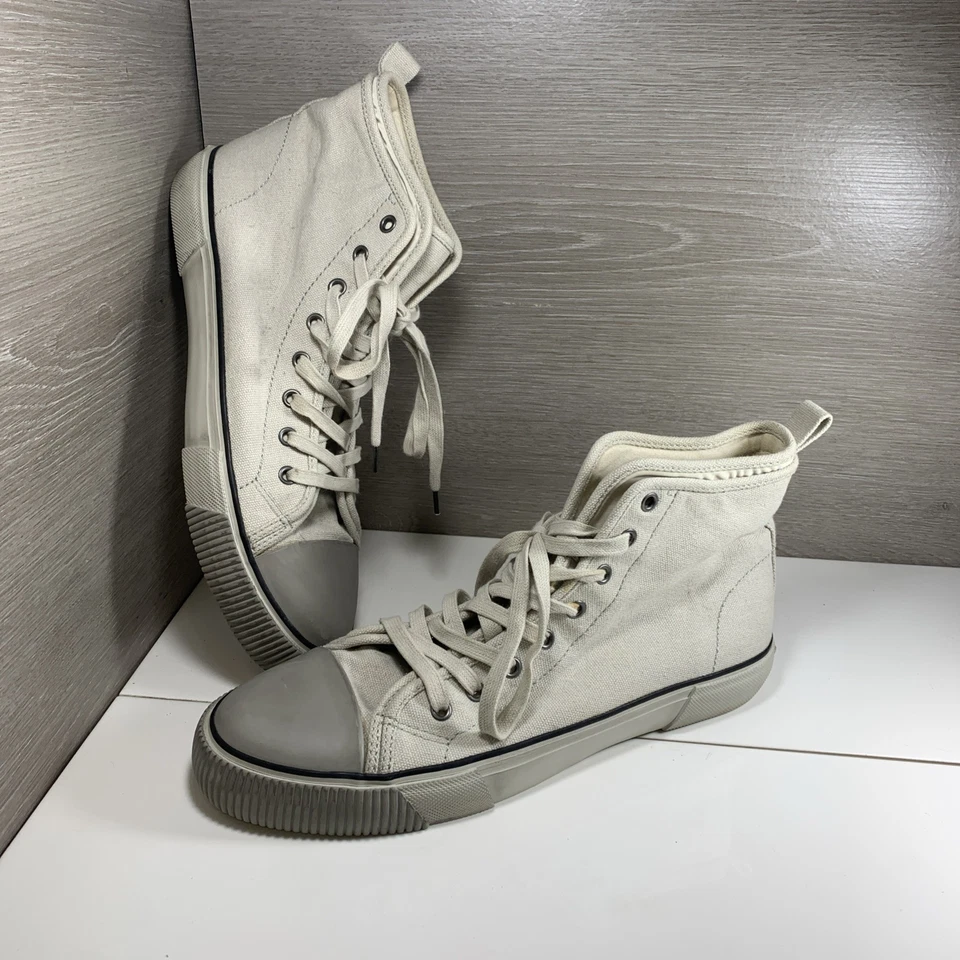 Tênis de lona Allsaints Rigg Hightop cinza claro tamanho 11 EUA/UE 44 - Imagem 1 de 4