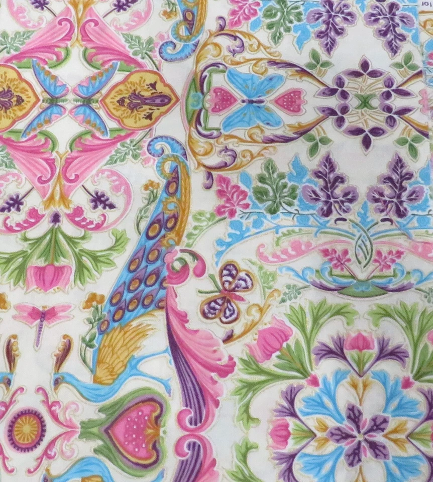 Borboletas e flores em tecido creme peça de 1/2 jarda # 956 - Imagem 1 de 1