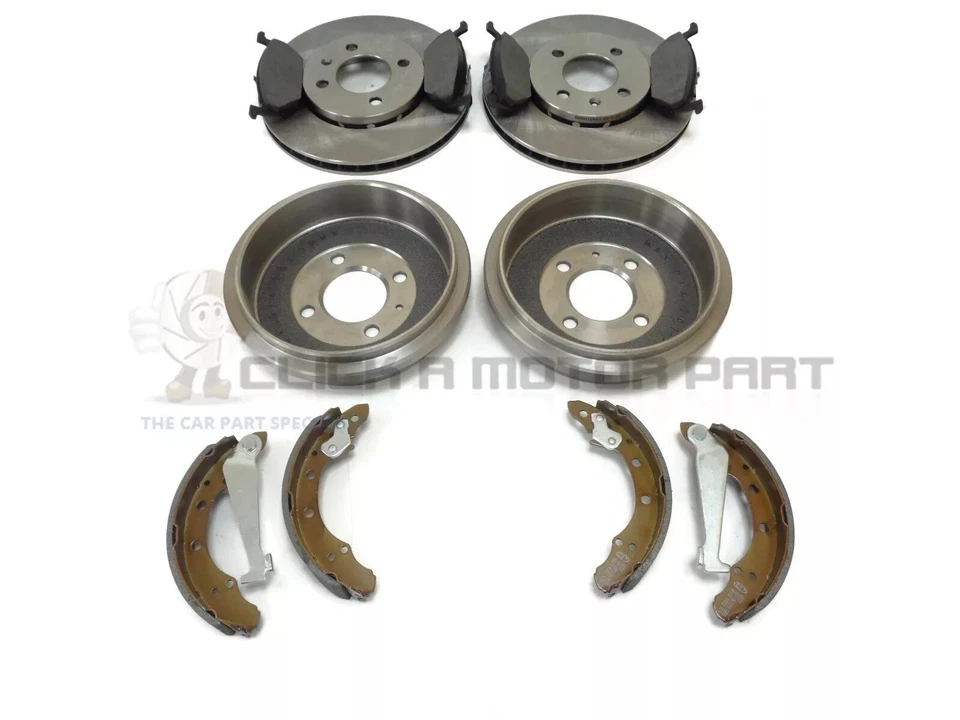 Front 2 Brake Discs And Pads Rear Drums & Brake Shoes Set For Skoda Citigo - Image 1 of 1
