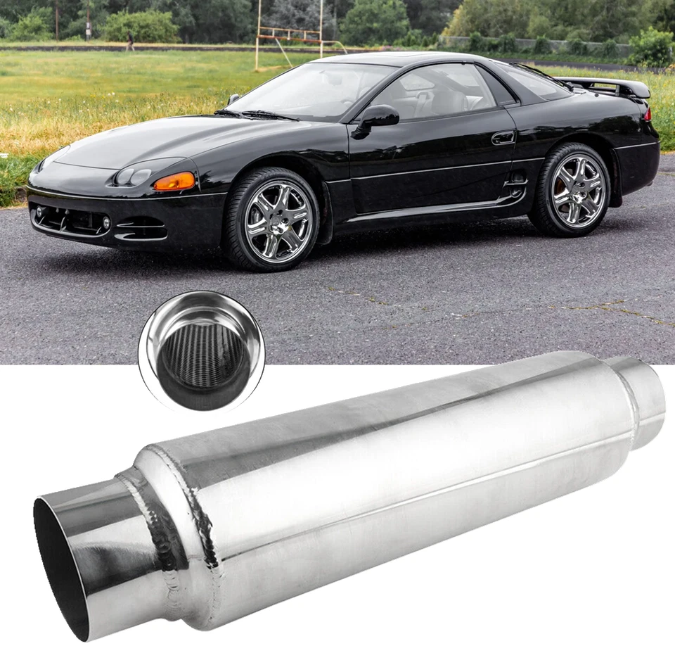 Resonador silenciador de escape de 16" de entrada/salida de 3" de largo soldado para Mitsubishi 3000GT Foto 1 de 4