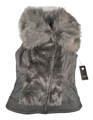 Nuevo con etiquetas Chaleco Guess Imitación Piel Cuero Gris Talla XS Corsé Detalle Espalda Foto 1 de 4
