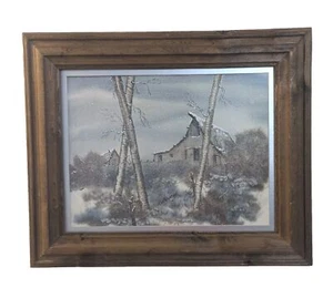 Vtg Barn Countryside Landscape Painting Wood Frame 20”x24” Signed Loyd Waters 79 - Picture 1 of 7