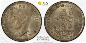 1942 South Africa 1 Shilling PCGS MS64 Lot#G9661 Silver! Solo Top Graded! - Picture 1 of 4