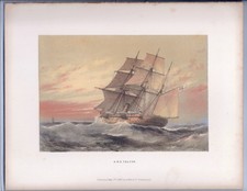 Colored Plate of the H.M.S. "Falcon" from "The Ships of the Royal Navy" 1885