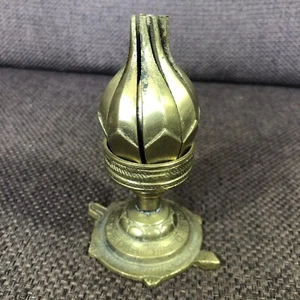 Vintage Asian Blooming Lotus Flower On Turtle Incense Holder Solid Brass - Picture 1 of 13