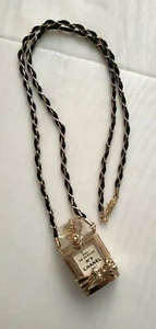 vintage CHANEL Necklace No.5 Perfume Chain Gold with Perfume Empty Bottle - Picture 1 of 5