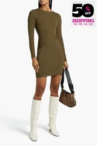RRP €391 RETROFETE Knit Mini Dress Size XXL Green Ribbed Long Sleeve Crew Neck - Picture 1 of 7