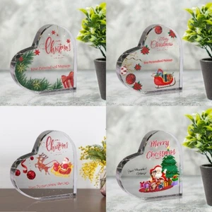 Christmas Gift Personalized Heart Shaped Acrylic Plaque - 12 cm x 12 cm x 15 mm - Picture 1 of 18