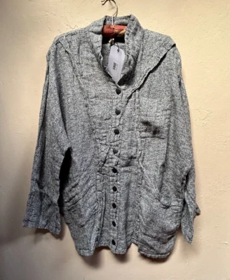 Jaqueta Cynthia Ashby Feminina Linho Ice Elon Tamanho 1 Texturizada Tecido Lagenlook Nova - Imagem 1 de 4